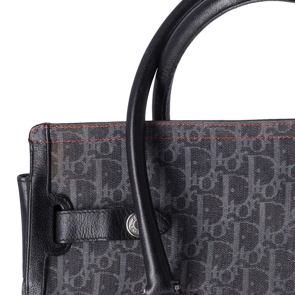 Christian Dior Flight Trotter Handbag Navy Black Orange Denim Leather - Picture 8 of 8